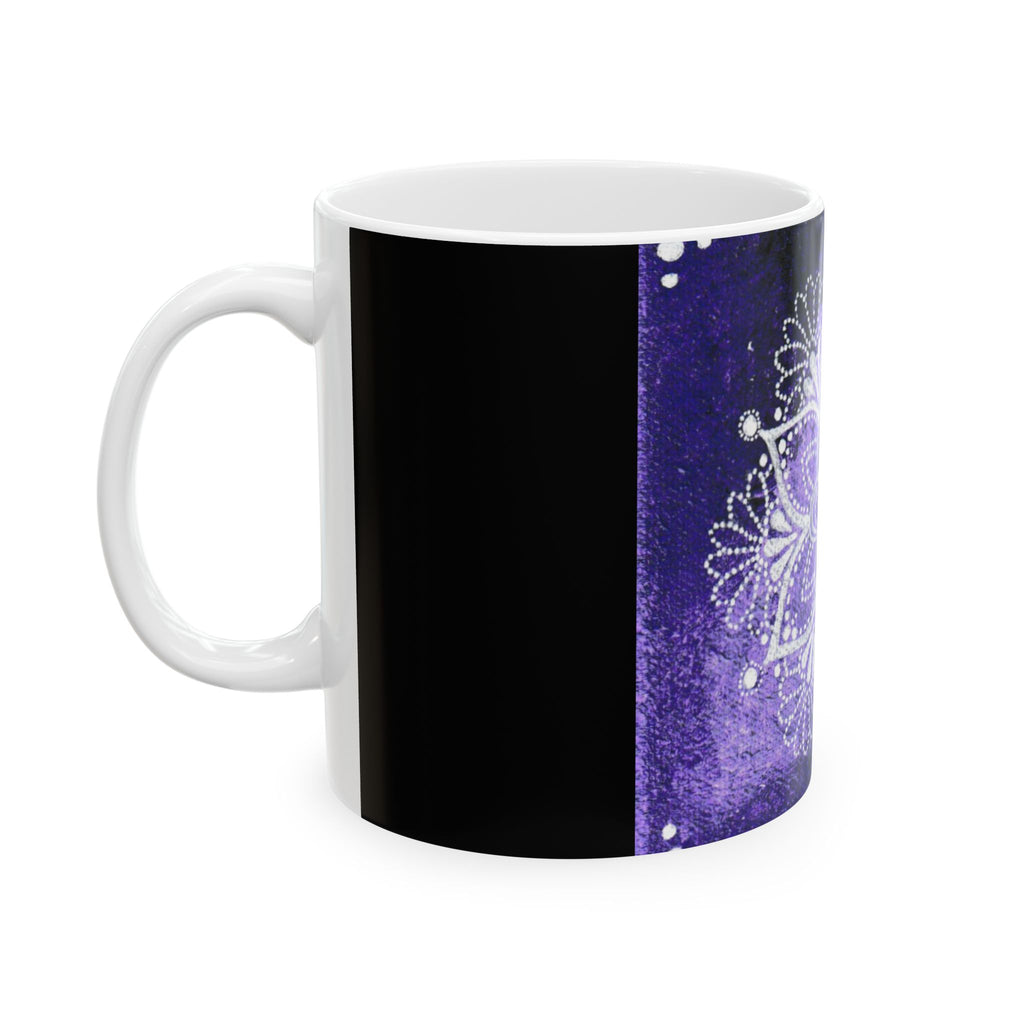 Hand Painted Purple Mandala Print Travel Mug- White(11oz & 15oz)