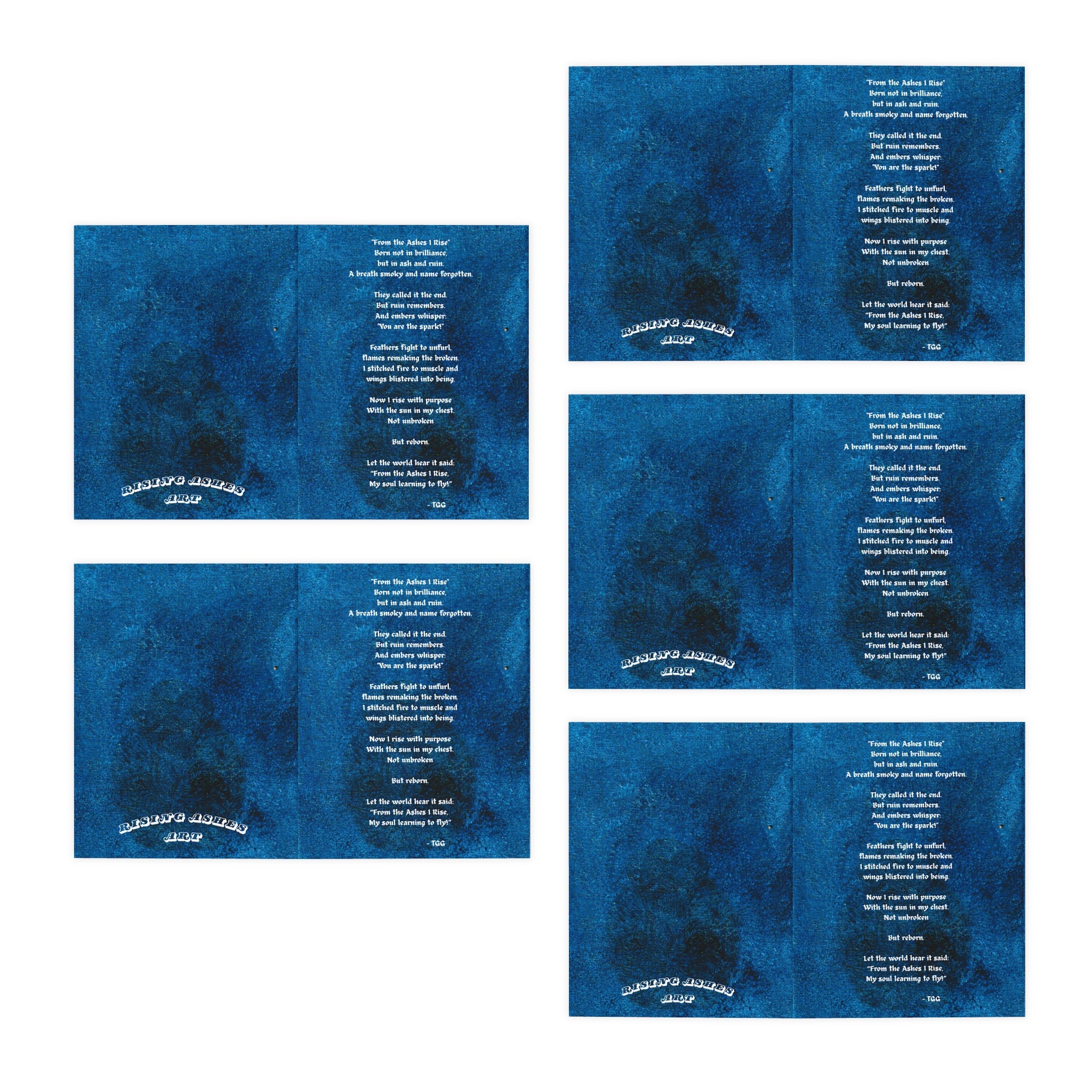 RisingAshesArt Poem Blue Greeting Cards (5-Pack)
