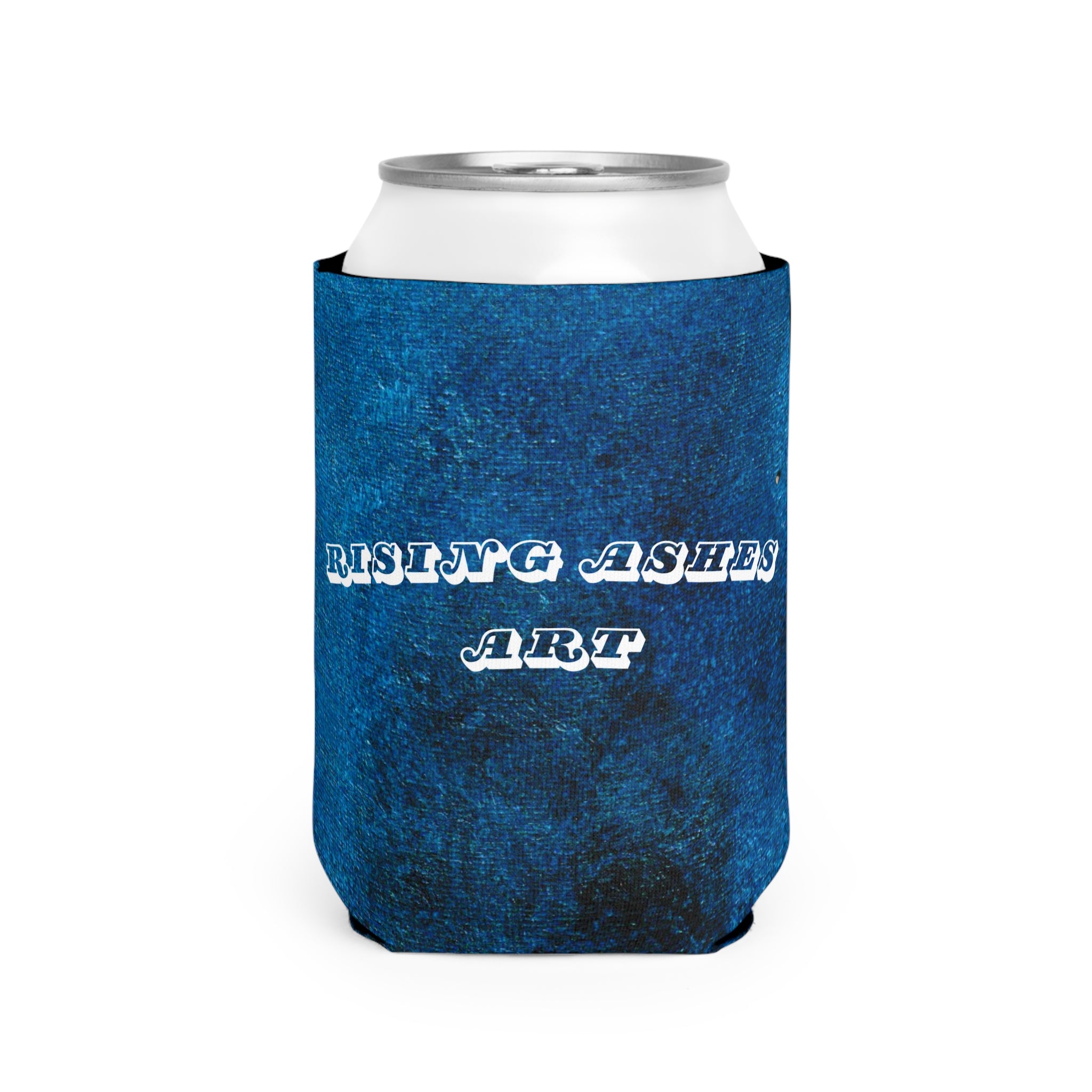 RisingAshesArt Logo Blue Can Cooler Sleeve