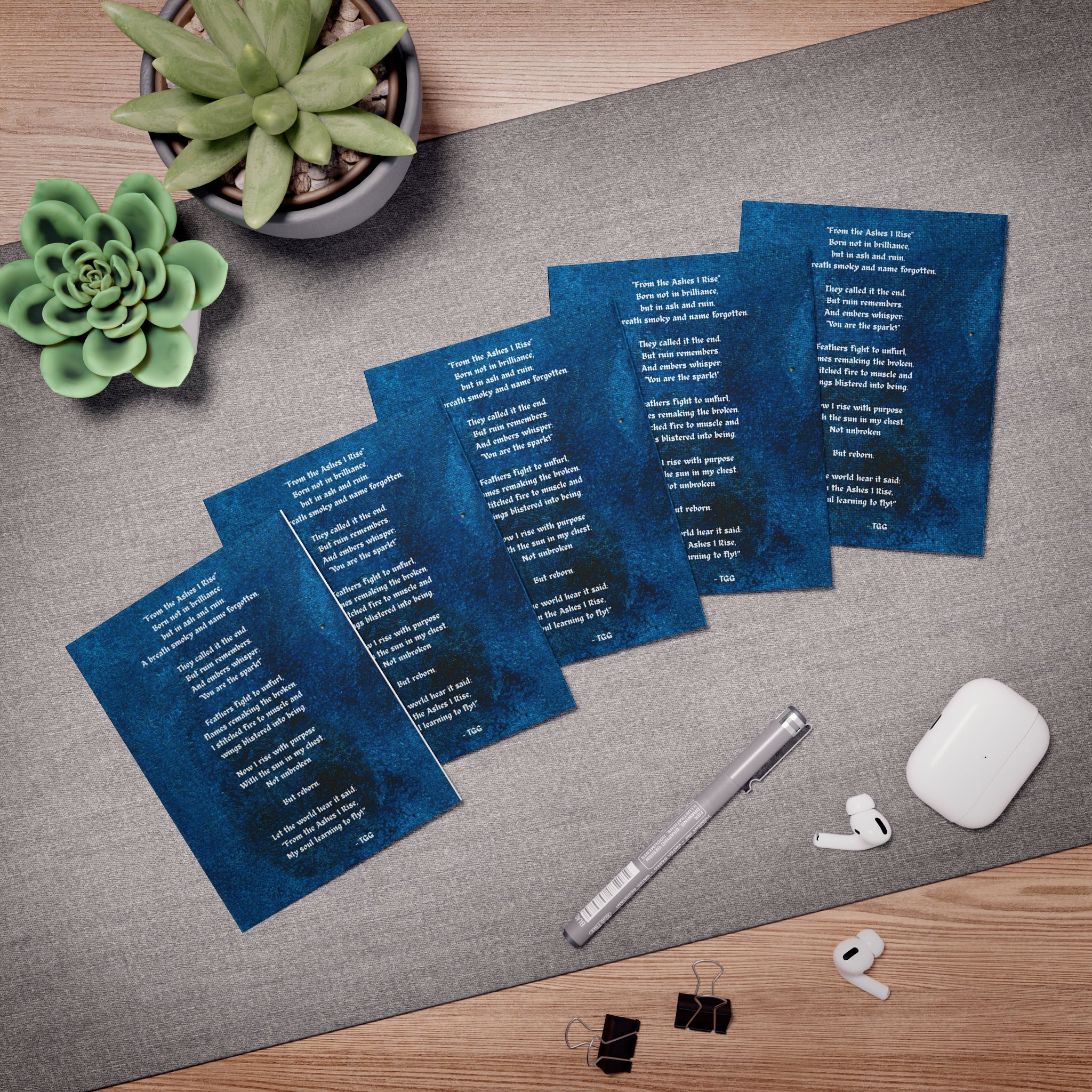 RisingAshesArt Poem Blue Greeting Cards (5-Pack)