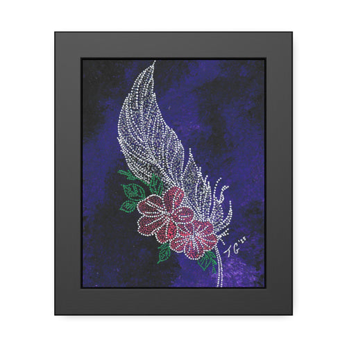 Hand Painted Acrylic Floral Feather Print