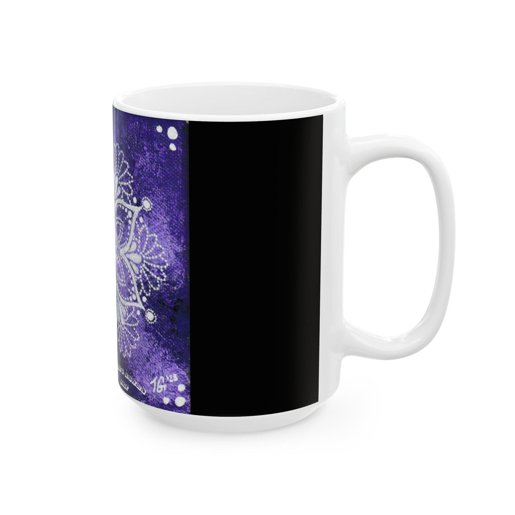 Hand Painted Purple Mandala Print Travel Mug- White(11oz & 15oz)