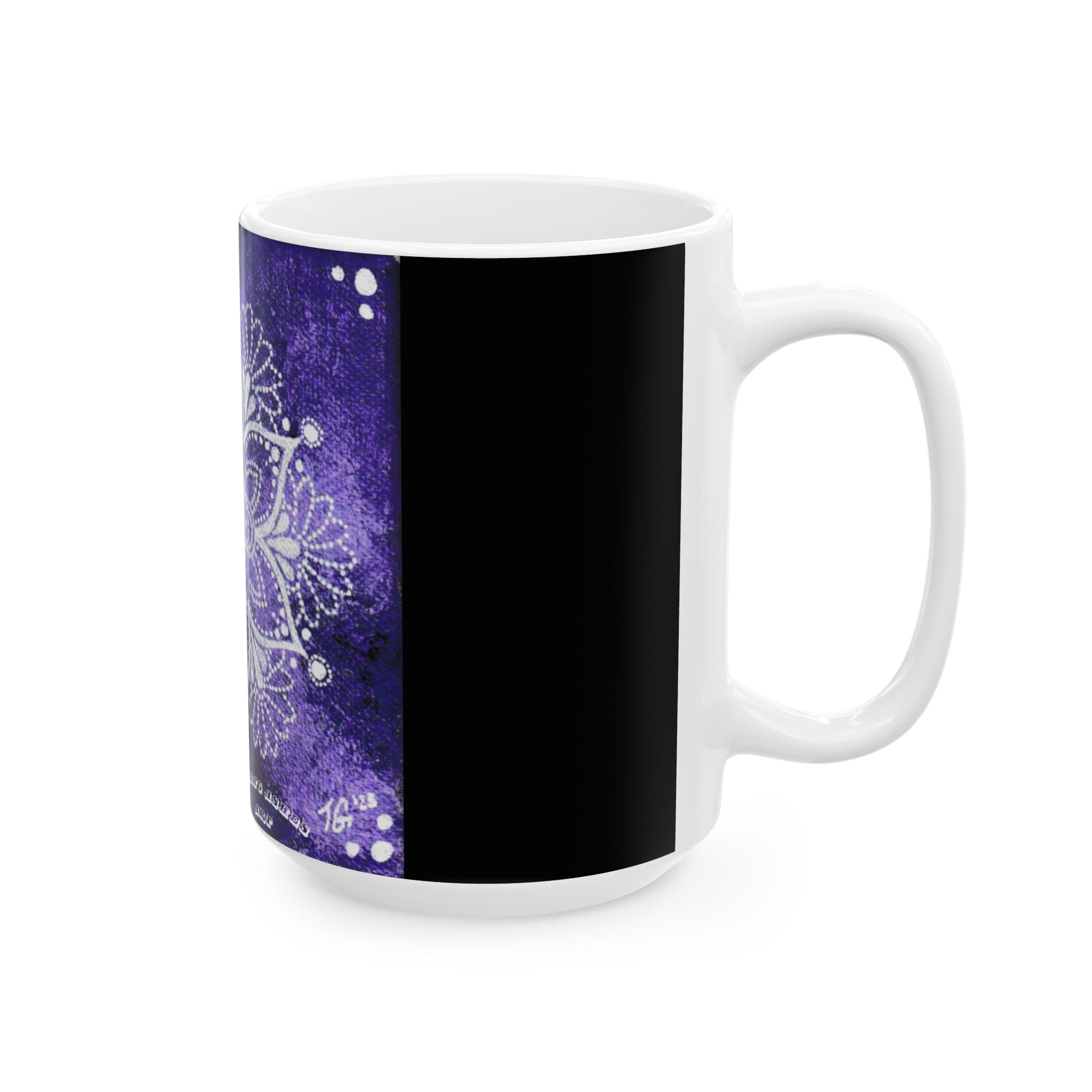 Hand Painted Purple Mandala Print Travel Mug- White(11oz & 15oz)