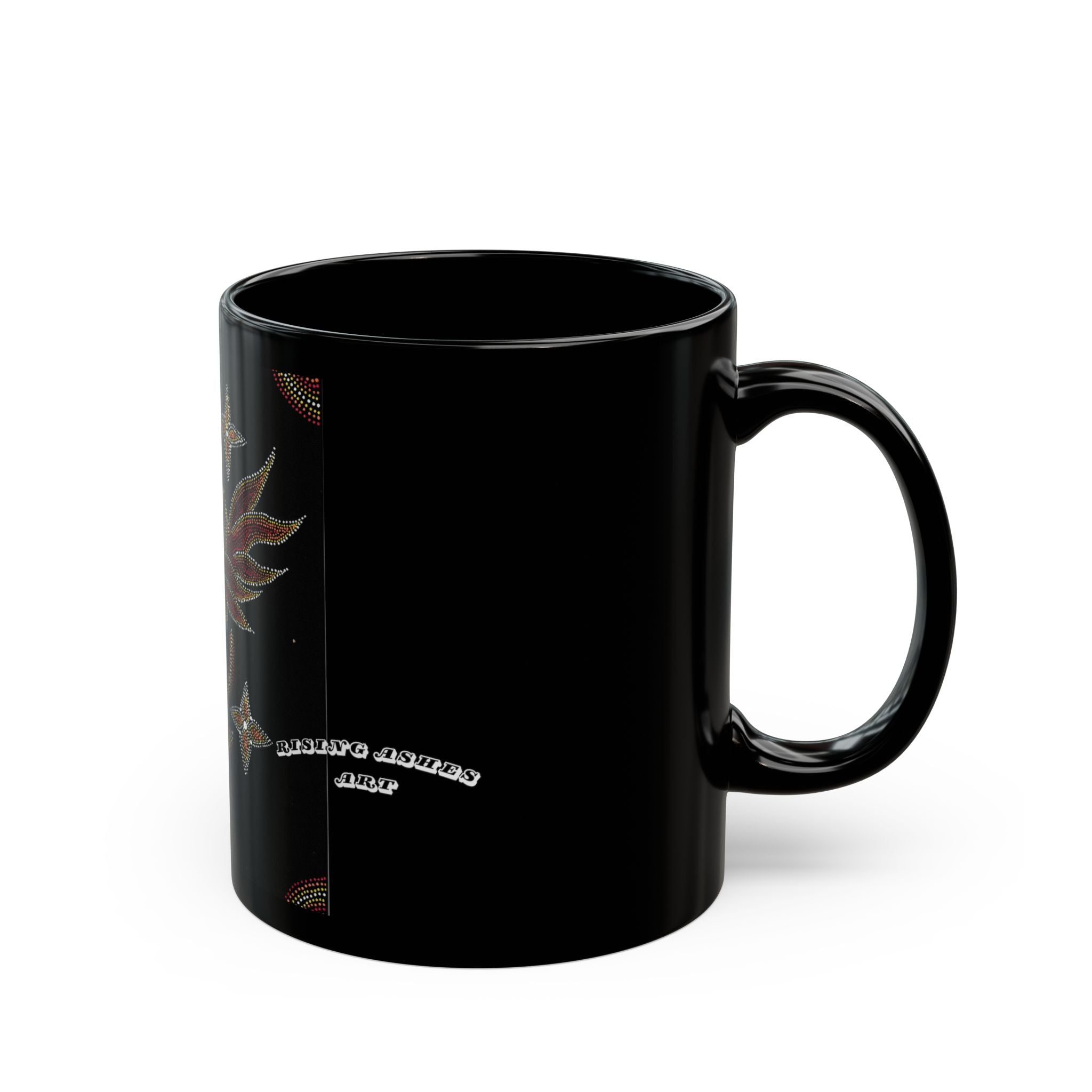 Hand Painted Acrylic Phoenix Star Print Mug- Black(11oz & 15oz)