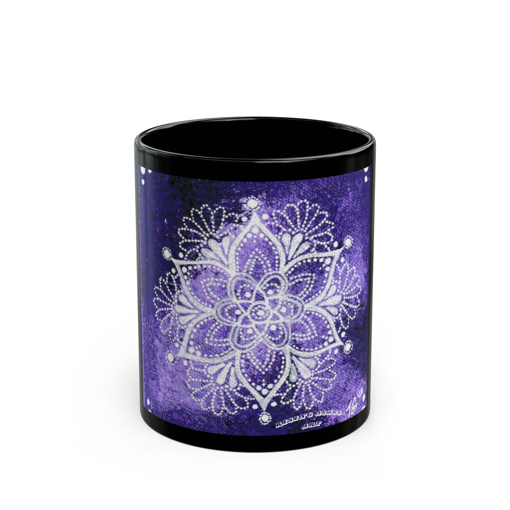 Hand Painted Purple Mandala Print Travel Mug- Black(11oz & 15oz)