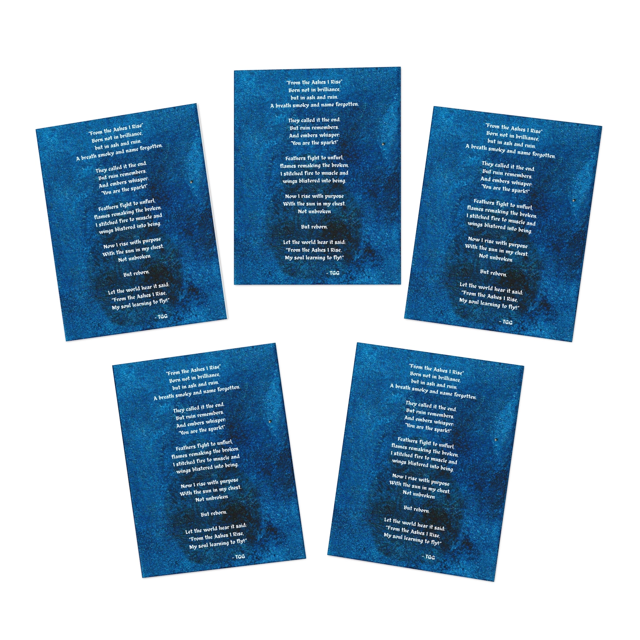 RisingAshesArt Poem Blue Greeting Cards (5-Pack)