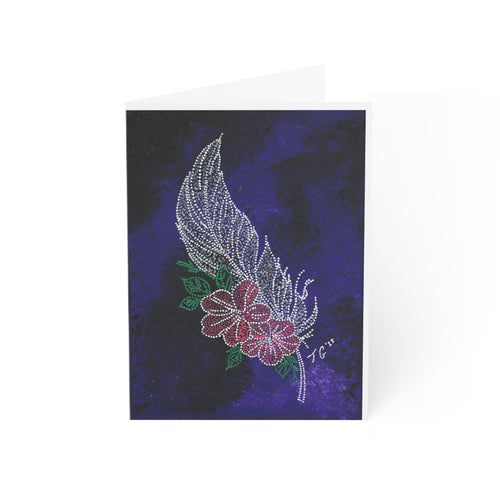 Hand Painted Acrylic Floral Feather Print Greeting Cards- (1pc, 10pc, 30pc, 50pc)