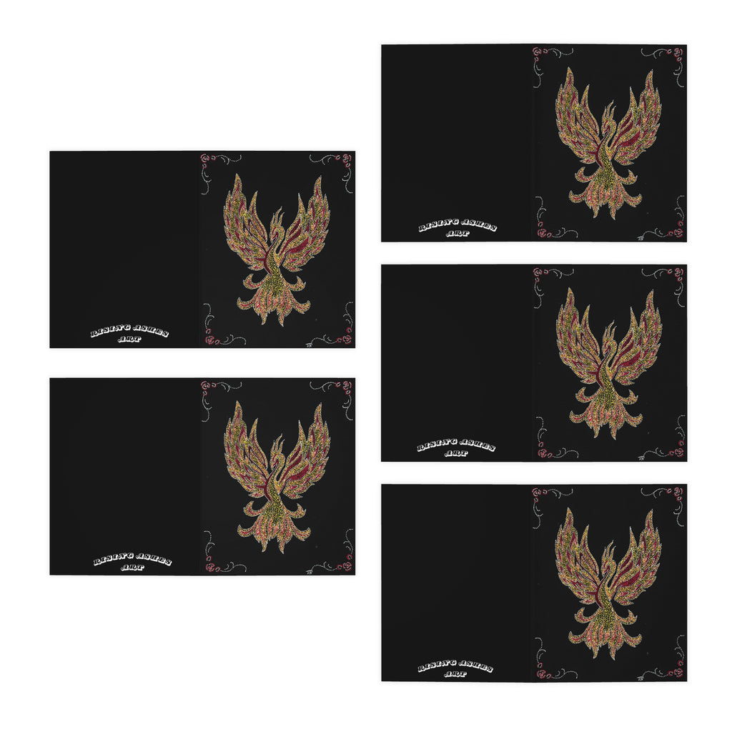 Hand Painted Acrylic Phoenix Print Greeting Cards — (5 Pack)